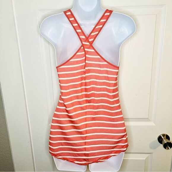 Ann Taylor Loft Lou & Grey Stripe Criss Cross Back Tank Top Coral Orange XS - Picture 5 of 8
